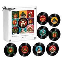 Individualizuojamas vinilo plokštelės magnetas grotuvas šaldytuvui Kalėdoms, su 9 programuojamomis plokštelėmis, Retro 256MB atmintis, LED apšviečiamas personalizuotas NFC magnetinis E