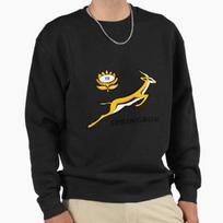 Unisex Cotton Sweater Pullover Hoodie Printed Sweater Springbok Vintage Old School Rugby Pullover Sweatshirt Casual Long Sleeve Sweatshirt S (45-50kg) black