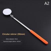 Square/Round 360 Degree Rotatable Angle Mirror Extendible Inspection Stainless Steel Mirror Automotive Repair Detection Tool A2 white