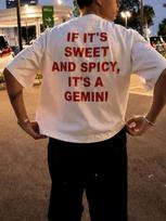 Funny Gemini Sweet and Spicy Text Back Print T-and kids tshirt Men Slogan Short Sleeve Pure Cotton Loose Casual Streetwear Top 150 brown