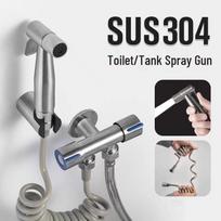 304 Stainless Steel Dual Head Angle Valve for Washing Machine and Toilet/Bidet Use