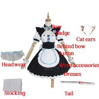NEKOPARA Cosplay Chocola Vanilla Cosplay Tarnaitės Suknelė Moterims Mergaitėms Pilnas Rinkinys Mielas Lolita Helovino Šventės Apranga su Peruku XXL white