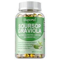 Buporai Soursop Graviola 1000mg Capsules — Immune Support, Daily Wellness, Nutritional Support 120*1