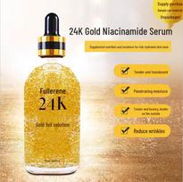 24K Gold Hyaluronic Acid Anti-Wrinkle Serum: Firming, Lifting, Pore-Minimizing, and Hydrating Essence. Standard Size yellow