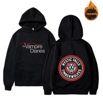 Vampyrų dienoraščiai Harajuku Spausdinti gobtuvai Šaunus logotipas Laisvas megztinis Gatvės mada Ilgomis rankovėmis džemperis S white