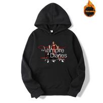 Vampyrų dienoraščiai Harajuku Spausdinti gobtuvai Šaunus logotipas Laisvas megztinis Gatvės mada Ilgomis rankovėmis džemperis M black