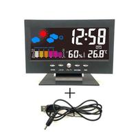 Digital LED Weather Station Temperature  Humidity Monitor With Forecast Display  Table Alarm Clock Large Screen Weather Clock juoda
