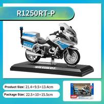 1:12 skalės R1250RT-P policijos motociklo modelis, metalinio metalo lenktyninio motociklo modelis su imitaciniu garsu ir lengvu vaikišku žaislu 1/12- 18x11.5cm sidabras