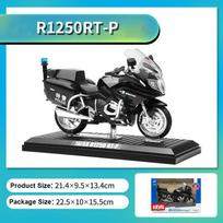 1:12 skalės R1250RT-P policijos motociklo modelis, metalinio metalo lenktyninio motociklo modelis su imitaciniu garsu ir lengvu vaikišku žaislu 1/12- 18x11.5cm juoda