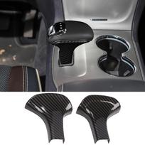 Car Gear Shift Knob Shifter Lever Decoration Cover Trim for Jeep Grand Cherokee 2014 2015 Interior Accessories ABS Carbon Carbon Fiber 2PCS gray