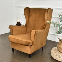 Velvet Wing kėdės užvalkalas Stretch Spandex fotelio užvalkalai Nuimami Wingback sofos užvalkalai su sėdynės pagalvėlės užvalkalu brown