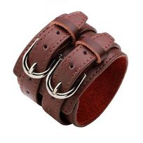Vintage punk retro daugiasluoksnė odinė apyrankė vyriška madinga pinta rankų darbo apyrankės ir apyrankės vyrams 23cm black
