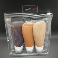 Silicio gelio pakavimo buteliuko kostiumas kelioninio išspaudimo tipo minkštas losjono butelis dušo želė šampūnas, kosmetika, nešiojamieji gesintuvų buteliai random color 90ml 3pcs beige