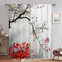 2 vnt. japoniškos vyšnių žiedų mėnulio minimalistinės užuolaidos svetainei, miegamajam, kabinetui, dekorui, moderniam virtuvės langui (50Wx50H)x2(CM)&Grommet Top white