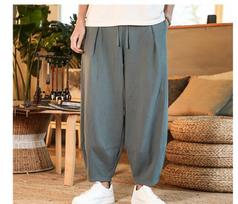 Japoniškos laisvos vyriškos medvilninės lininės kelnės vyriškos vasaros naujos kvėpuojančios vientisos spalvos lininės kelnės Fitness Streetwear plius dydis M-5XL XXXXL pilka