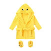 Maudymosi chalatas su gobtuvu vaikams su batais Minkštas chalatas maudymosi kūdikio ūgis 59 cm Height 80 cm yellow
