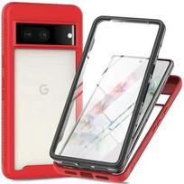 Pixel 7 8 9 Pro XL Smūgiams atsparus dėklas Priekinė plėvelė Krištolinis galinis dangtelis Capa skirtas Google Pixel 8 A Pixel7 6A 7A 8A 5G 360 Apsaugos telefono dėklas Pixel 7&Case and PET Film raudona