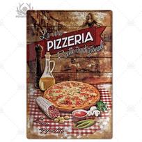Dekoratyvinė picos lentelė Metalinis vintažinis skardinis ženklas Retro sienos meno plakatas kavinei, bistro, restoranui, namų parduotuvei 7.8x11.8inch black