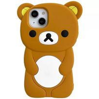 Rilakkuma Meškiuko Silikoninis Minkštas Dėklas Viršelis iPhone 16 15 14 13 12 11 Pro Max mini Plus Xs XR 6 7 8 Plus 12 mini or 13 mini ruda