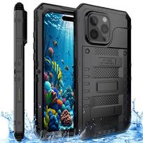 10M vandeniui atsparus dėklas iPhone 16e 16 Pro Max 15 14 13 12 11, apsaugantis visą kūną, apsaugantis nuo dulkių ir smūgių, nardymo dangtelis iPhone 15 Pro Max juoda
