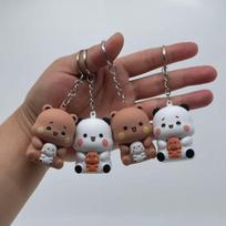 Bubu ir Dudu Raktų pakabukai Yier Pando Lokas Sakau Tave Myliu Balso Žaislas Šviečianti Anime Figūrėlė Telefono Ornamentas Krepšio Dekoracija Poros Dovana Button Battery bordinė