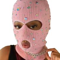 Blingbling Balaklava Veido Dangtelis Kepurė su Gobtuvu Šaltam Orui Žiemai rožinė