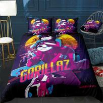 Muzikinės grupės Gorillaz patalynės komplektas Anime antklodės užvalkalai Dvigulė lova Viengulė lova Patalynės antklodės užvalkalas Animacinis vaikų patalynės komplektas namams EU Single(135*200cm)3pcs purple