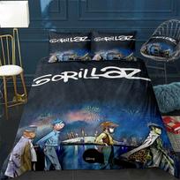 Muzikinės grupės Gorillaz patalynės komplektas Anime antklodės užvalkalai Dvigulė lova Viengulė lova Patalynės antklodės užvalkalas Animacinis vaikų patalynės komplektas namams AU Single(140*210cm)3pcs black