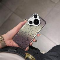 Applicable to Huawei Pura70Pro Epoxy gradual change glitter ins mobile phone case Mate60 transparent advanced sense protective case Huawei Mate60Pro + gray