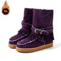 Moteriški plačios pėdos sniego batai, Europos stiliaus žieminiai ankle boots, Sandėlyje Šilti patogūs batai moterims 37 violetinė