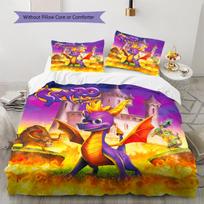 Spyro Reignited Trilogy Raštas Patalynė, Antklodės Komplektas Antklodės Užvalkalas Pagalvės Užvalkalas Namams Gimtadienio Dovana (1 * antklodės užvalkalas + 2 * pagalvės užvalkalai, be šerdies) 135x200cm purple