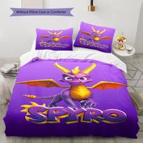 Spyro Reignited Trilogy Raštas Patalynė, Antklodės Komplektas Antklodės Užvalkalas Pagalvės Užvalkalas Namams Gimtadienio Dovana (1 * antklodės užvalkalas + 2 * pagalvės užvalkalai, be šerdies) 135x200cm purple