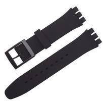 Atsparus vandeniui silikoninis laikrodžio dirželis Swatch laikrodžiui, minkštas guminis apyrankės pakeitimas vyrams ir moterims, 16/17/19/20 mm dirželio priedai 20mm juoda