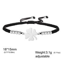 Laimingosios keturlapės dobilės žavesio apyrankė Raudona Juoda Reguliuojama Rankų darbo Virvutė Stygos Karoliukai Nerūdijančio plieno Papuošalai Dovana Moterims Porai Adjustable white