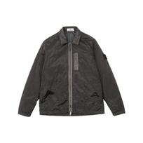 Stone Island FW22 Metallic Nylon Solid Color Polo Collar Long Sleeve Jacket Men Jacket Charcoal-Gray 7715Q0519-V0065 XL gray