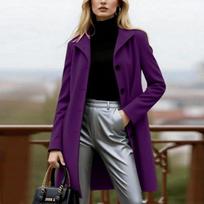 Moterų lietpaltis Rudens Žiemos Mada Viengubo Krūtinės A formos Striukė XL violetinė