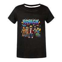 5574 Berniukų Mergaičių Roblox Žaidimo Spaudinio Marškinėliai Trumpomis Rankovėmis 130cm juoda