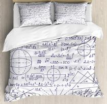 Math Geometry Bedding King Three-Dimensional Coordinate System Formula Equation Duvet Cover Educational Polyester Quilt Cover 70x133cm 2pcs gray