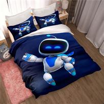 ASTRO BOT Cute Cartoon Bedding Set Duvet Cover Pillow Case Single Double King Size for Adult Children Bedroom 135x200cm 2pcs gray