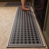 Virtuvės kilimėlis PVC atsparus vandeniui odinis kilimas Juodai baltų dryžuotas neslystantis grindų kilimėlis Namų dekoracijos kilimai Alfombras De Cocina 50x120cm gray