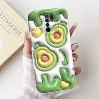 Skirta Xiaomi Redmi 9 dėklas 6.53  Mielas panda avokado kvadratinis silikoninis matinis telefono dėklas, skirtas Xiaomi Redmi 9 Prime Poco M2 Redmi9 Funda Redmi 9