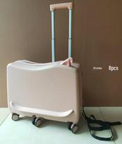 23 colių vaikiškas kelioninis lagaminas su ratukais, kuriuo galima važinėti, universalūs ratukai ir kombinuotas užraktas 23-inch (6 wheels, 80kg load, riding footrest) gray