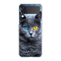 Phone Cover For Samsung Galaxy Z Flip 7 6 5 4 Case Transparent For Samsung Z Flip 3 Hard PC Foldable Cute British Shorthair Cat for Z Flip 7 gray