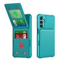 Piniginės dėklas Samsung Galaxy A17 A36 A26 A55 A25 5G A15 A05 A34 A73 A23 A12 su kortelių angomis, atverčiamas magnetiniu užsegimu, stovas For Galaxy A34 5G žalia