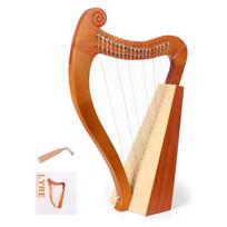 15 19 stygų mini arfa lyra pianinas, vientiso medžio, nešiojamas muzikos instrumentas, aukštos kokybės styginis instrumentas su derinimo raktu 19 strings brown
