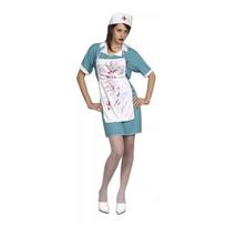 Siaubingai realistiškas kruvinas slaugytojos kostiumas Helovino vakarėliams ir Cosplay renginiams Female Nurse gray