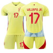 2024 m. Europos čempionatas Ispanija marškinėliai išvykos 7 Morata Nr. 17 Williams 19 Yamal futbolo marškinėlių komplektas M