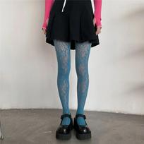 Punk Style Girls Tights Thigh High Stockings Lingerie Hosiery Sexy Lace Mesh Fishnet Pantyhose Colorful Hollow Out Body Stocking One Size ežero mėlyna spalva