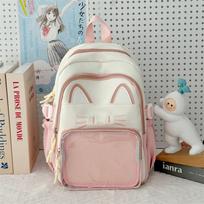 Kawaii Katės Kuprinė Ita Bag Didelės Talpos Nailoninė Mokyklinė Kuprinė su Skaidria Smeigtukų Kišenė Miela Anime Kuprinė Mergaitėms S  32x23x10 rožinė