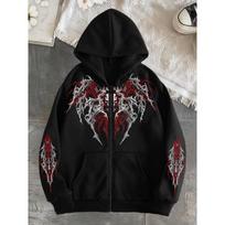 New unisex original print zip-up hoodies stylish streetwear style ideal for casual occasions and perfect for school attire L gray